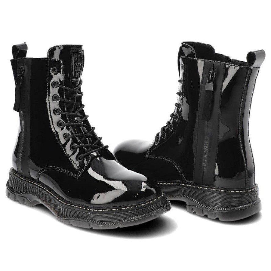 Czarne Botki Big Star Damskie Skórzane Ocieplane Obuwie