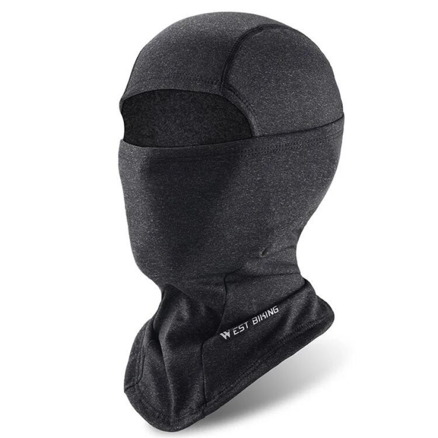 Czapka z pełnym zakryciem, ciepła ochrona, czarna / szara