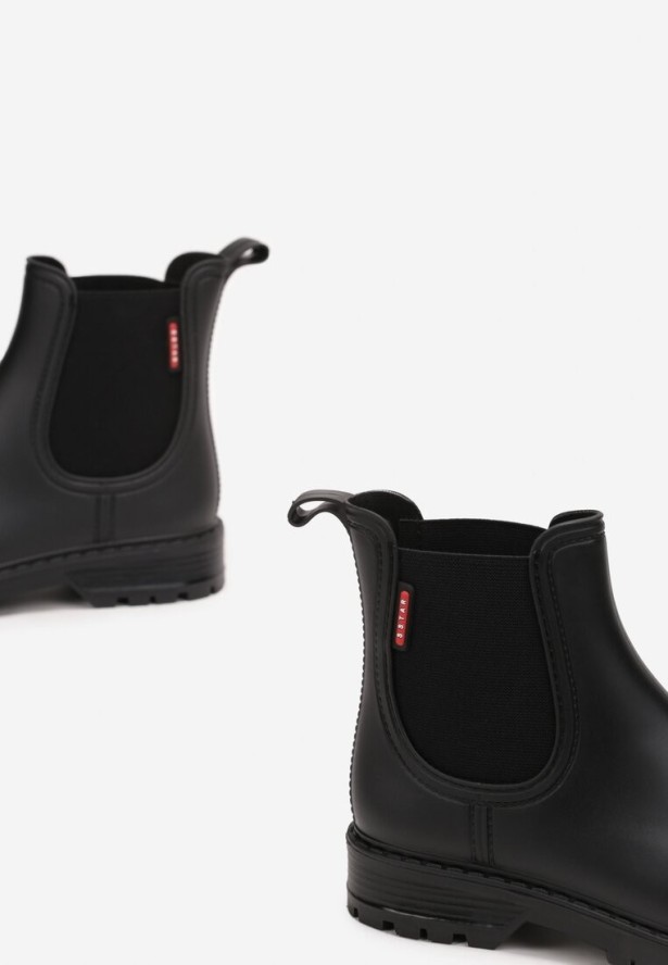 Czarne Kalosze za Kostkę z Elastycznymi Wstawkami Daelira