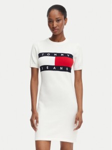 Tommy Jeans Sukienka codzienna Flag DW0DW22853 Biały Slim Fit