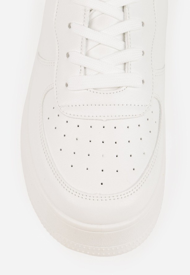 Białe Sneakersy na Platfromie z Bieżnikiem i Perforacją Artie