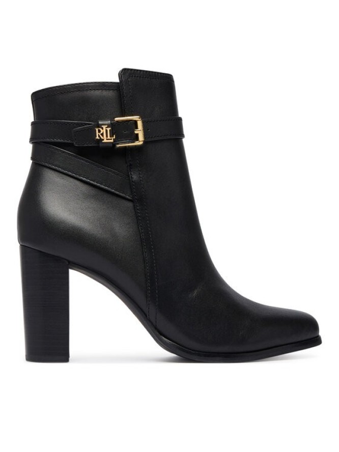 LAUREN RALPH LAUREN Botki Brooke II Calfskin Bootie Heel 802974475004 Czarny