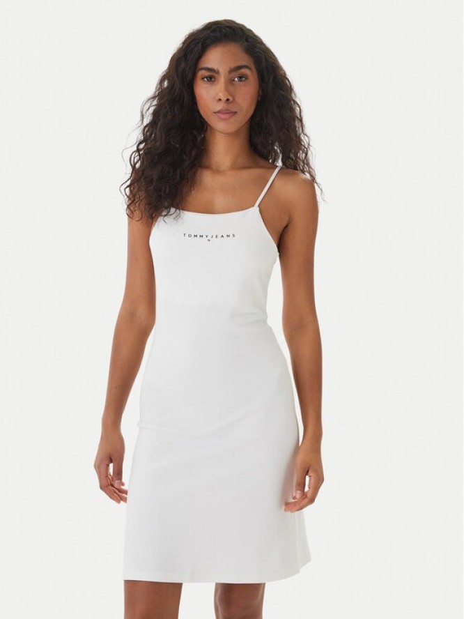 Tommy Jeans Sukienka codzienna Linear DW0DW22338 Biały Slim Fit