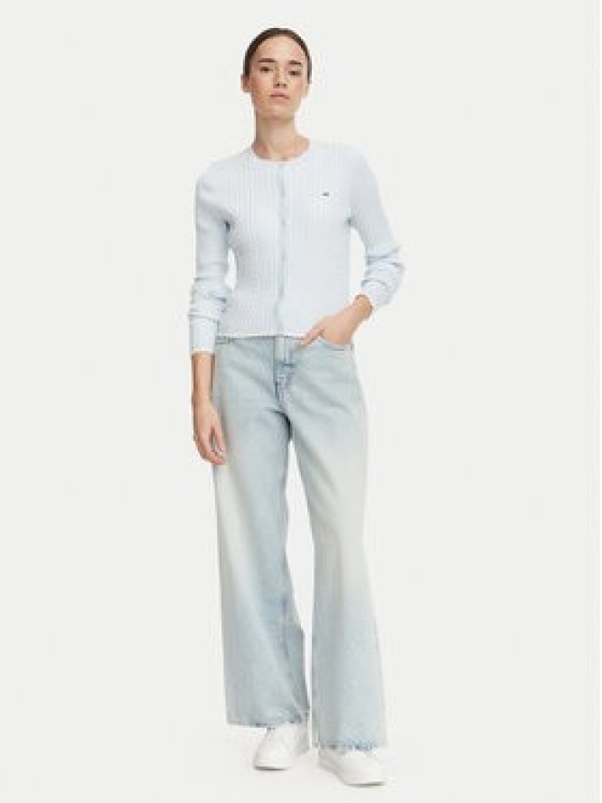 Tommy Jeans Kardigan DW0DW23458 Niebieski jasny Regular Fit