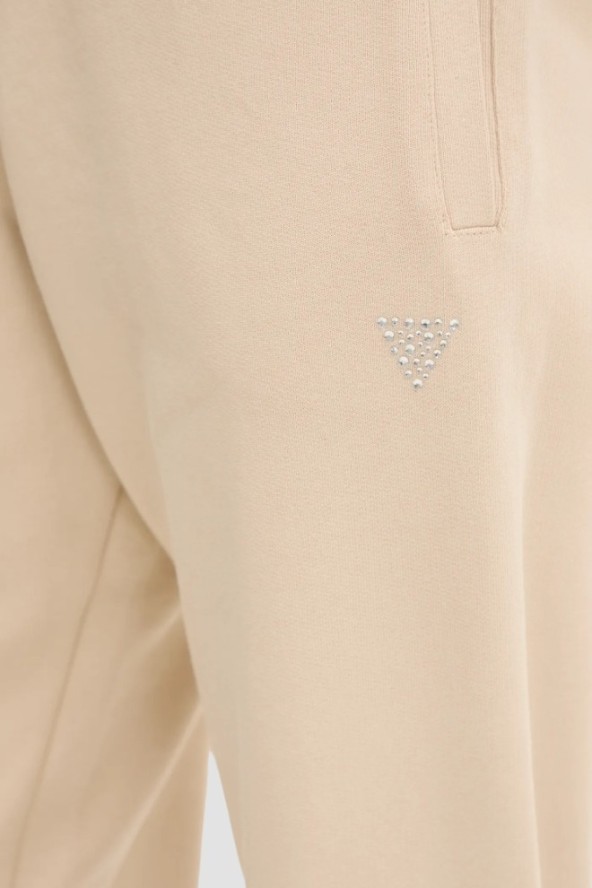 GUESS Beżowe damskie spodnie dresowe Primula, Rozmiar L