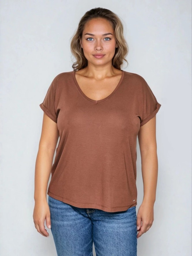 Koszulka damska o luźnym kroju brązowa Valeria 804