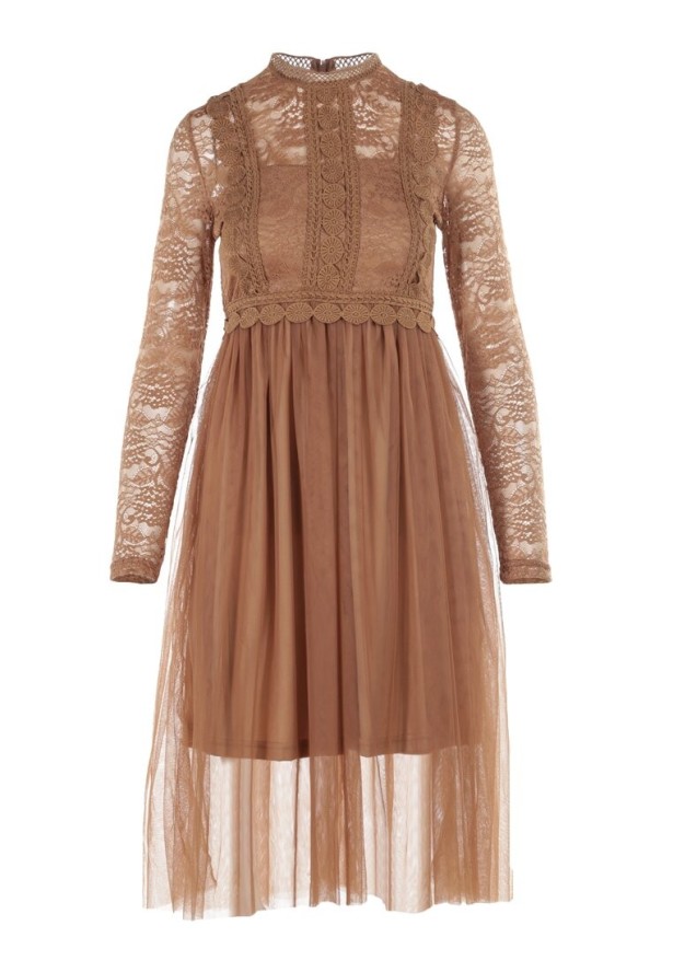 Ciemnobeżowa Sukienka Jynerris