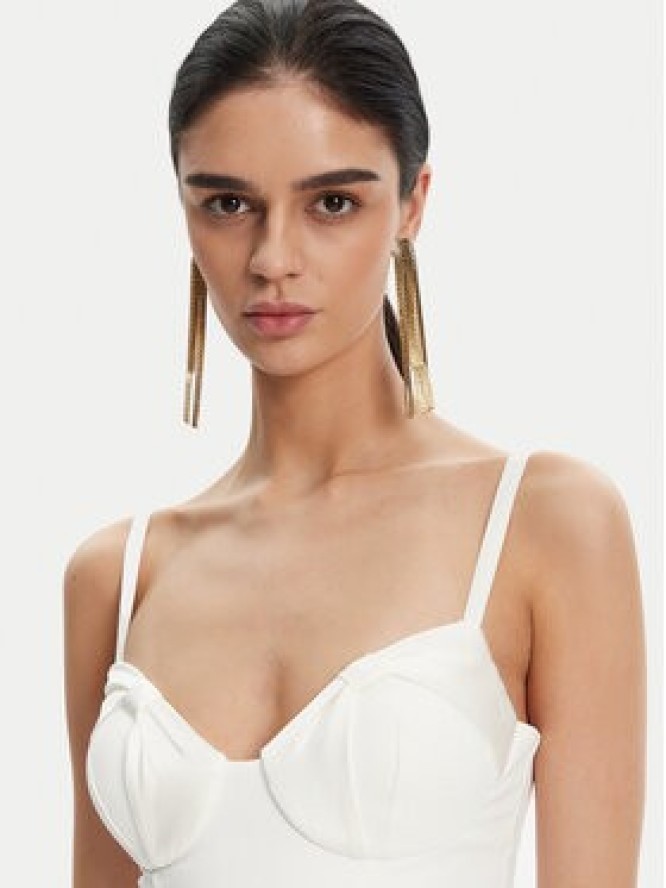 Elisabetta Franchi Sukienka koktajlowa AB-702-51E2 Biały Regular Fit