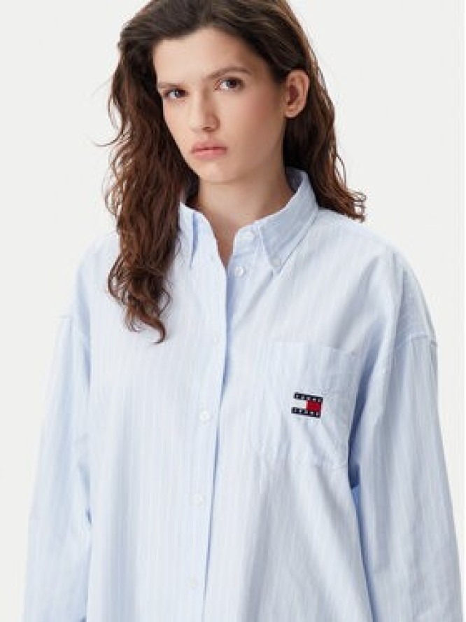 Tommy Jeans Koszula Badge DW0DW20289 Błękitny Oversize