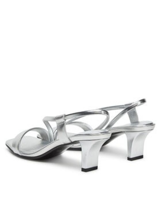 Calvin Klein Sandały Heel Sandal 50 Squared Metallic HW0HW02560 Srebrny