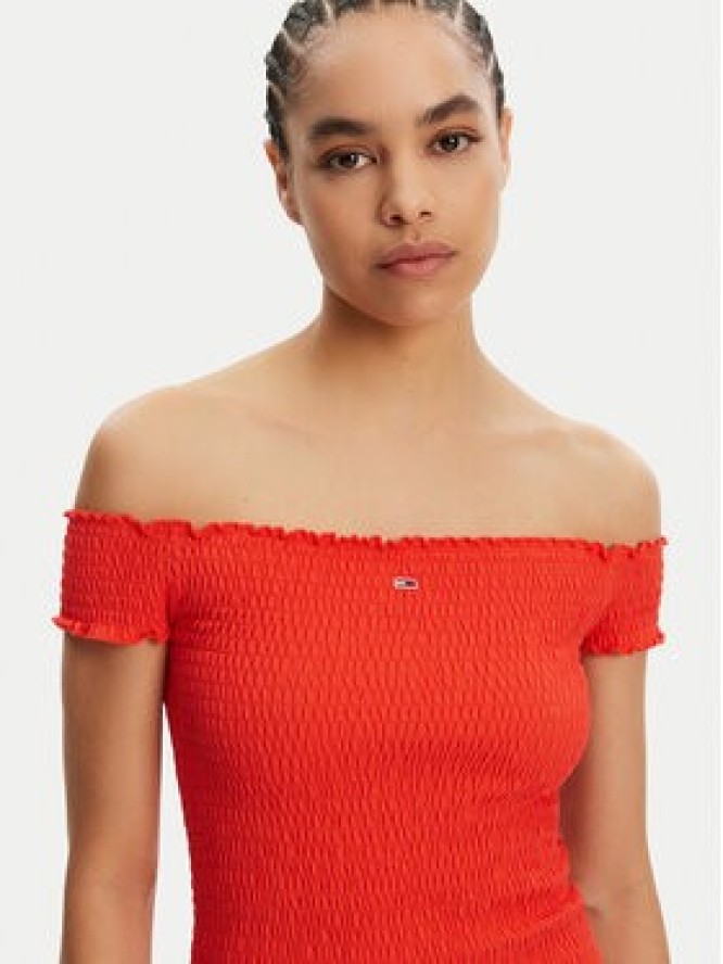 Tommy Jeans Sukienka letnia DW0DW20298 Pomarańczowy Slim Fit