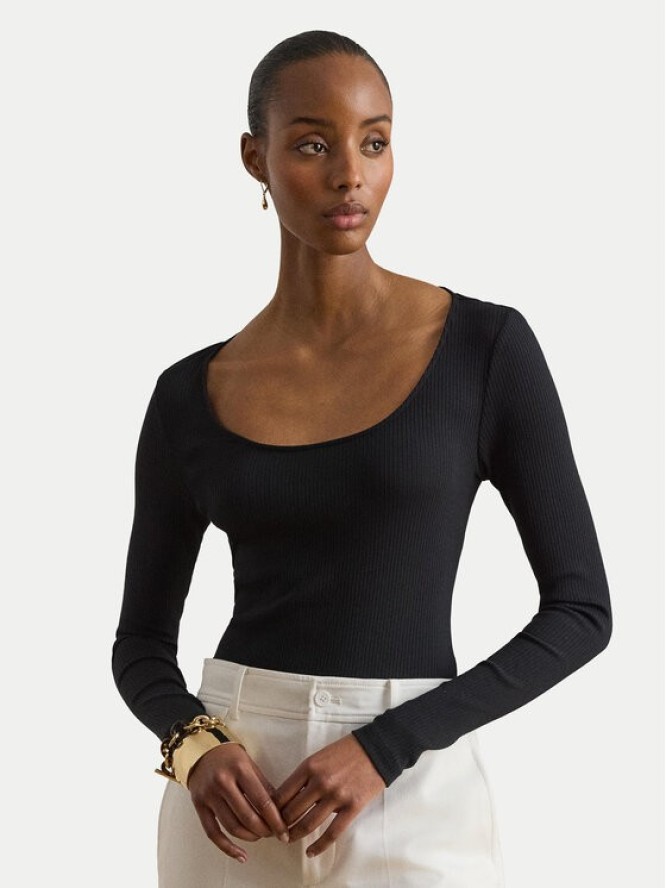 LAUREN RALPH LAUREN Bluzka 200980145005 Czarny Slim Fit