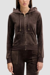 JUICY COUTURE Czekoladowa bluza damska Robertson Hoodie, Rozmiar S