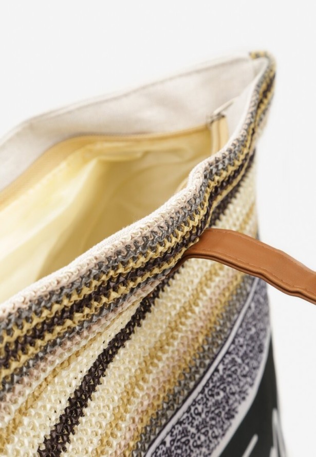 Jasnobeżowa Jednokomorowa Torebka Plażowa z Rączkami na Suwak Fujinme