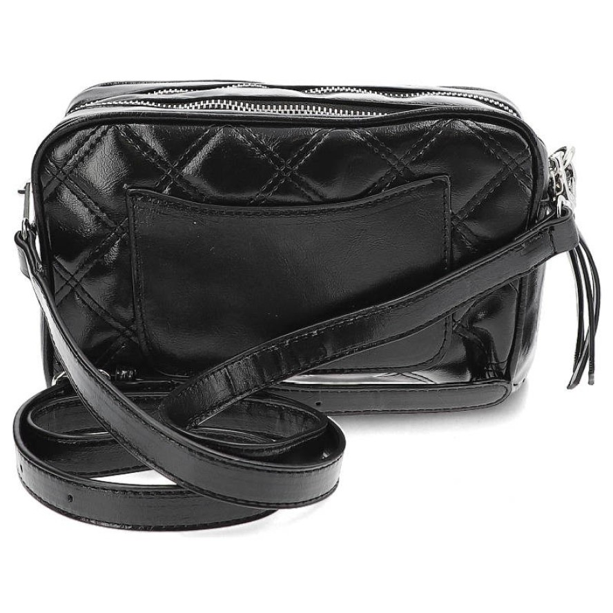 Torebka damska Filippo, pikowana z podwójną komorą na zamek, czarna, TD03354/22 BK