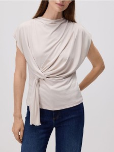 Kimonowa bluzka z modalem - kremowy