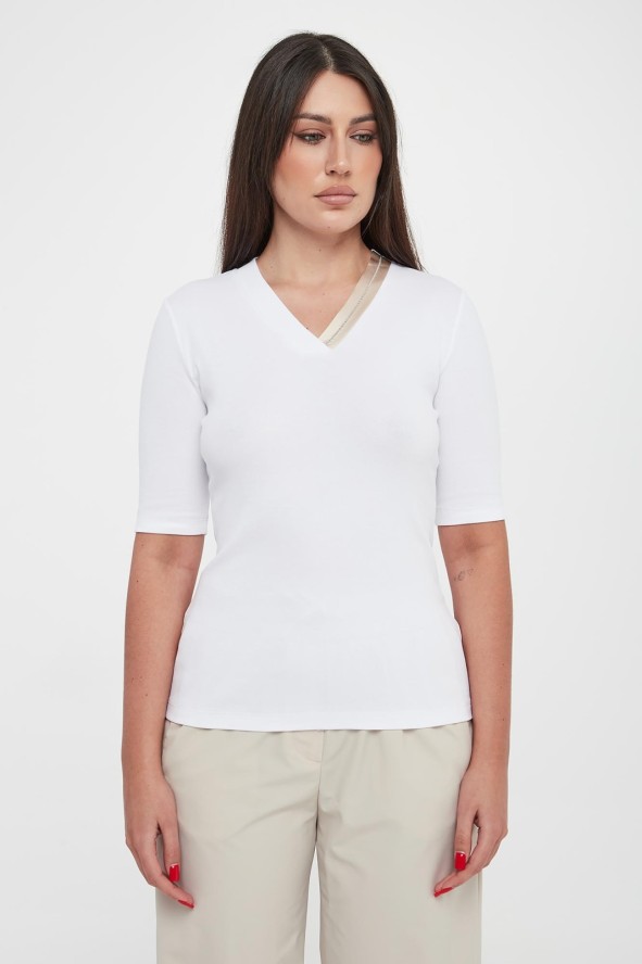T-shirt damski prążkowany PESRICO