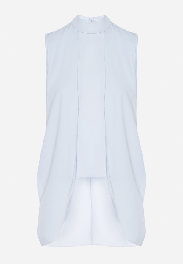 Jasnoniebieska Asymetryczna Bluzka z Dłuższymi Bokami Fadeleira