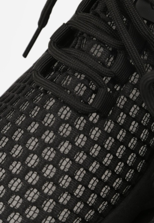 Czarne Siateczkowe Buty Sportowe Sneakersy na Grubej Tłoczonej Podeszwie Telarienna