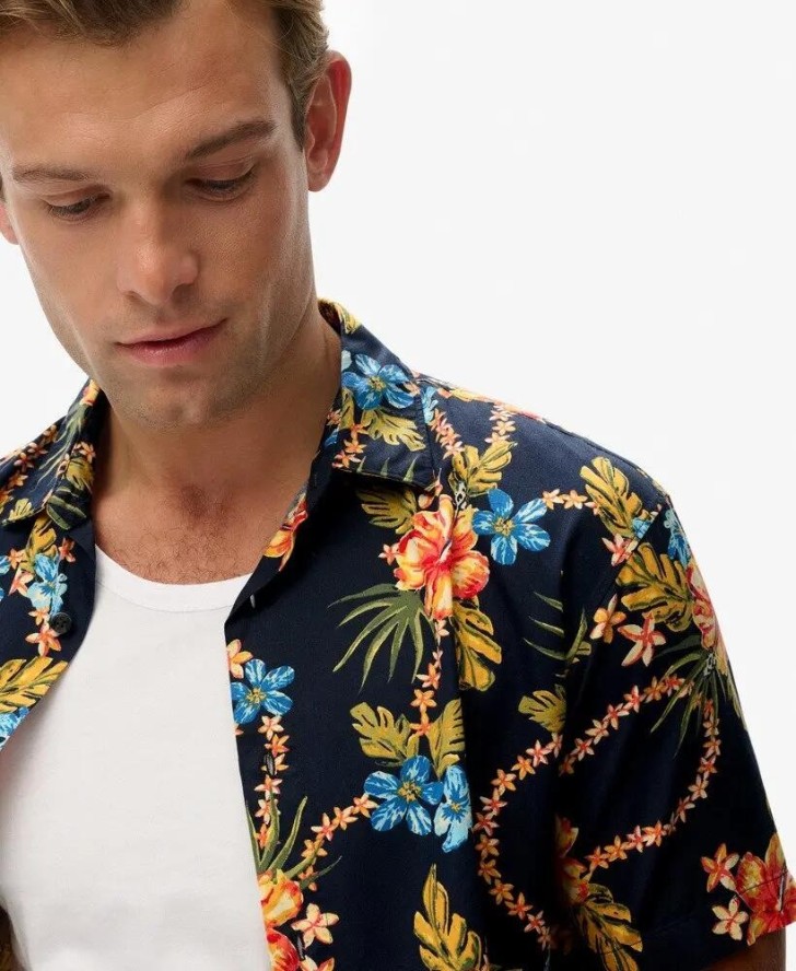 superdry Koszula Hawaiian z nadrukiem, bawełna-modal