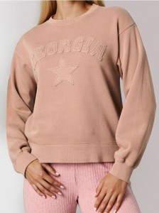 Bluza crewneck w stylu akademickim - brązowy