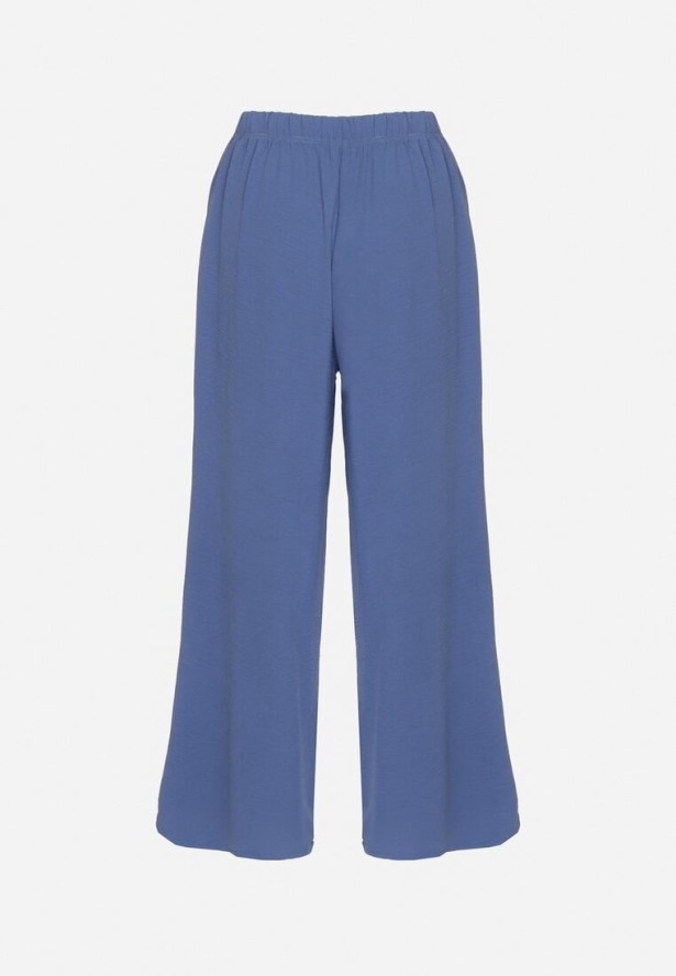 Niebieskie Spodnie Palazzo o Szerokim Kroju z Wysokim Stanem Aravenna