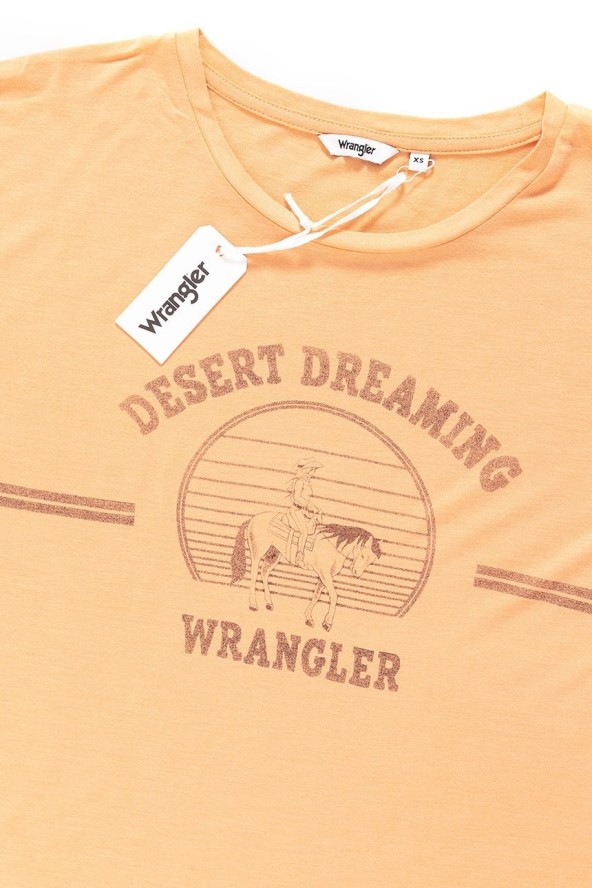 WRANGLER T SHIRT DAMSKI DRAPE TEE APRICOT NECTAR W7016DI65 112130884
