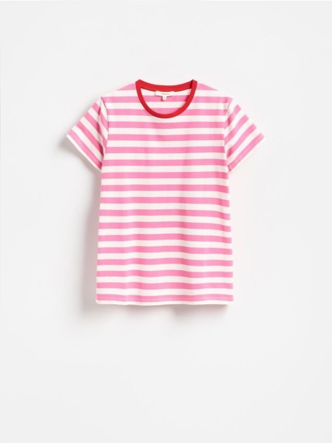 T-shirt w paski - intensywny róż