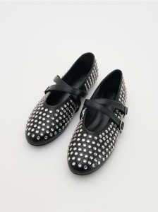 Baleriny z nitami - czarny