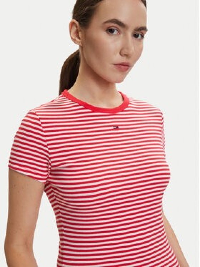 Tommy Jeans T-Shirt DW0DW17383 Czerwony Slim Fit