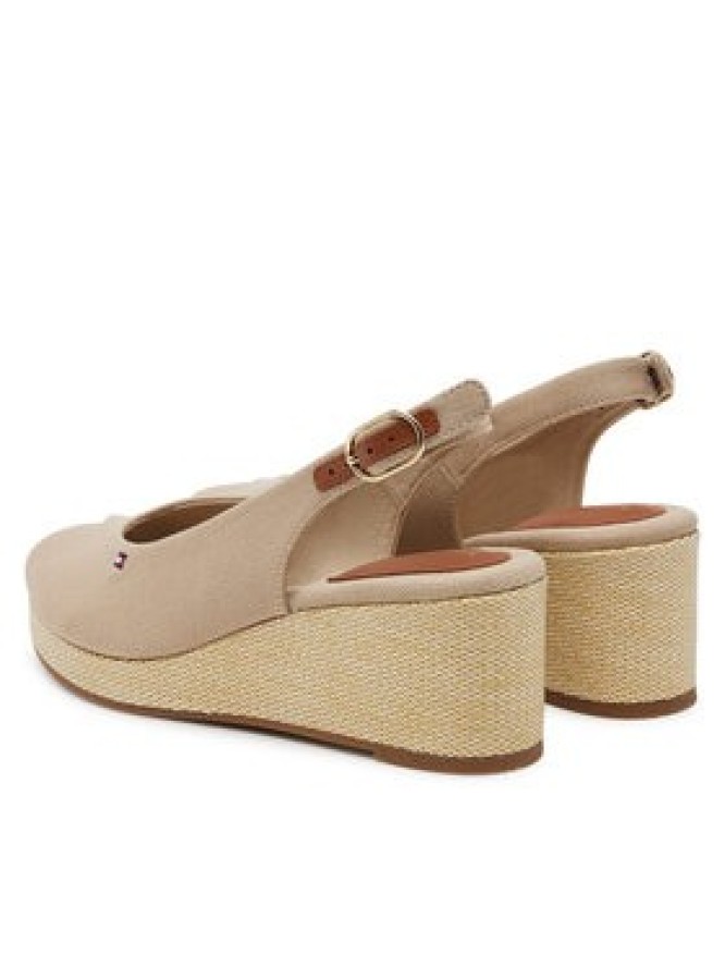 Tommy Hilfiger Sandały Flag Mid Wedge Espad Slingback FW0FW08595 Beżowy