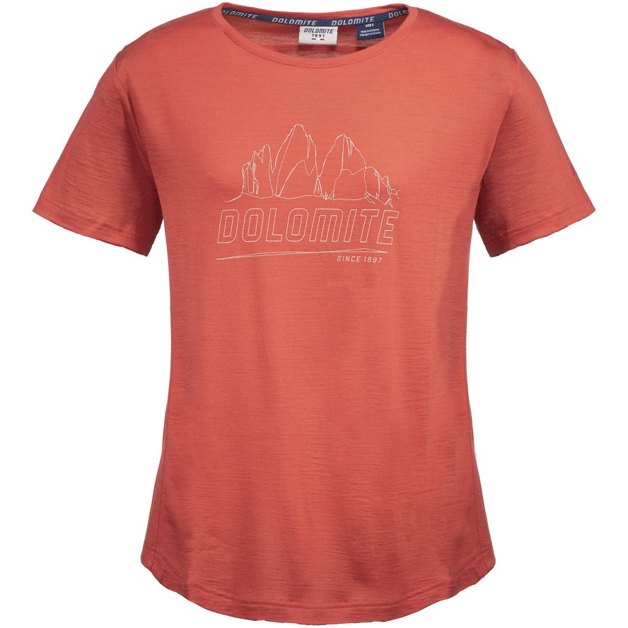 T-shirt damski Dolomite Cristallo Merino SS Watermelon Red