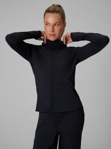 4F Bluza treningowa regular z kapturem damska - czarna S
