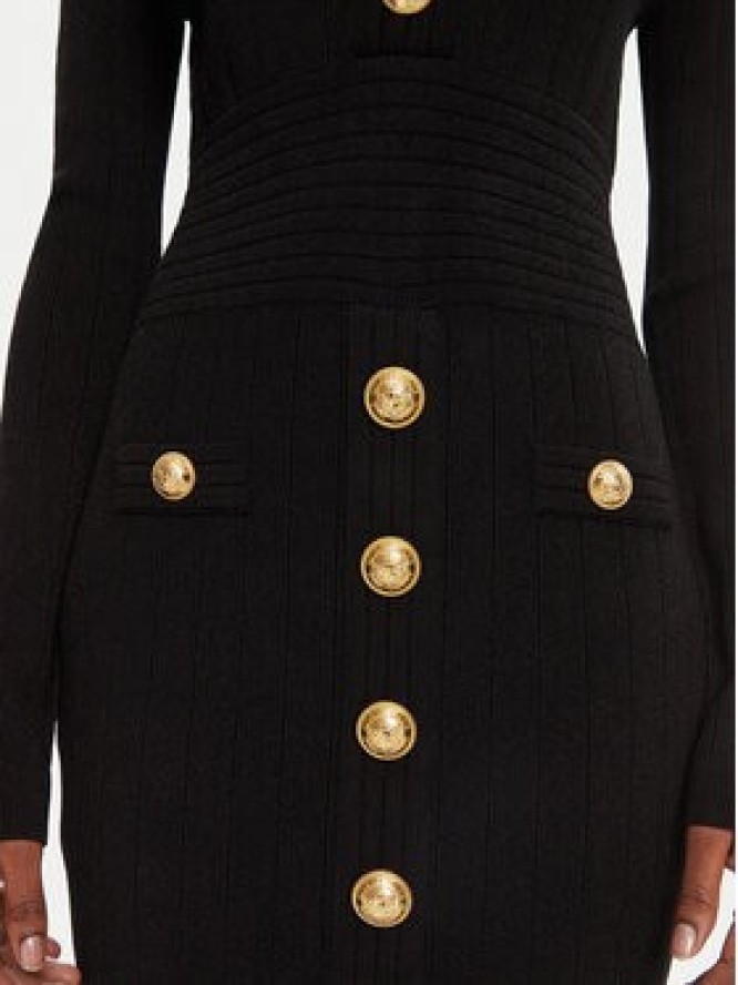 Balmain Sukienka dzianinowa DF1R8059KB07 Czarny Regular Fit