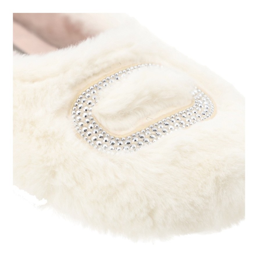 Białe Damskie Kapcie z Futerkiem Macarena