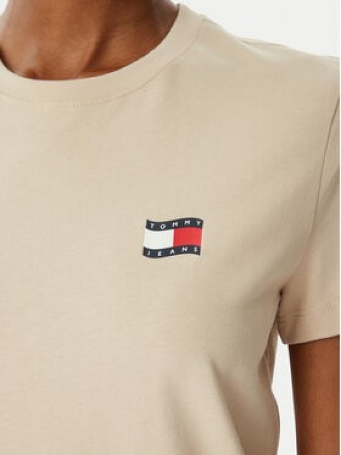Tommy Jeans T-Shirt Wavy Flag DW0DW22274 Beżowy jasny Regular Fit