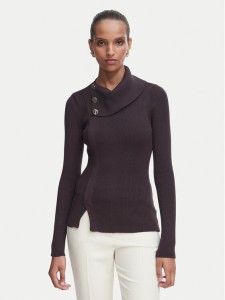 Rinascimento Sweter CFM0012355003 Brązowy ciemny Slim Fit