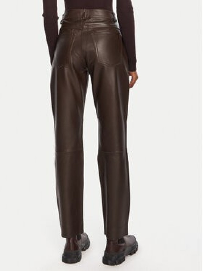 Marella Spodnie skórzane Doroty 2523436014 Brązowy Straight Fit