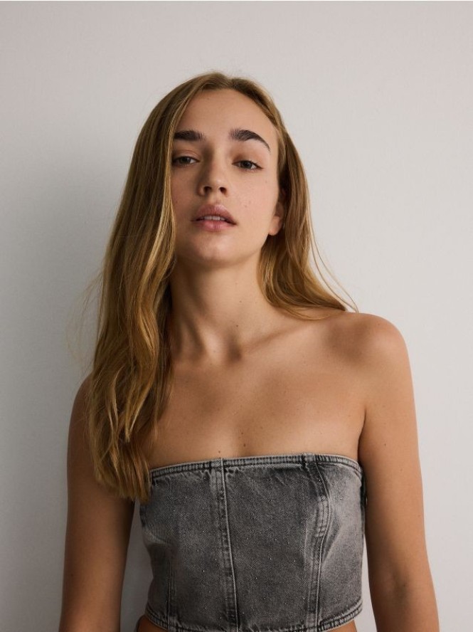 Jeansowy top - szary