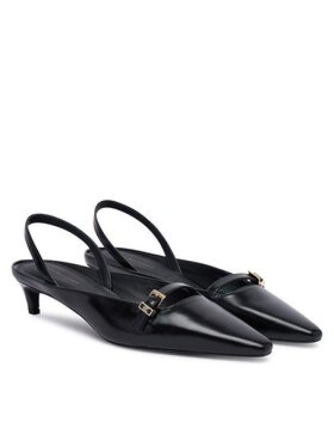 Tommy Hilfiger Czółenka Th Buckle Kitten Slingback Pump FW0FW09384 Czarny