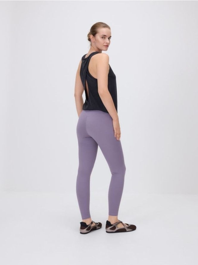 Legginsy z szerokim pasem - ciemnofioletowy