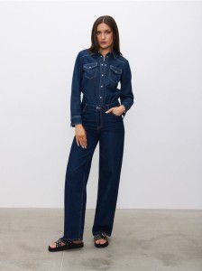 Jeansy wide leg - niebieski