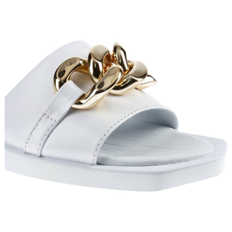 Białe Klapki Chebello Buty Damskie Obuwie Skórzane