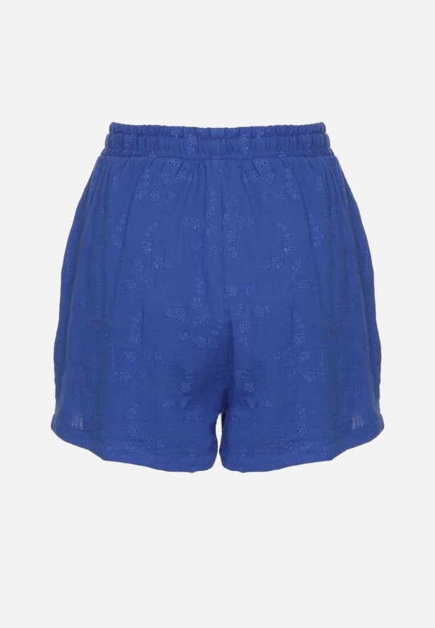 Niebieskie Bawełniane Szorty z Ażurowym Wzorem Sefilla