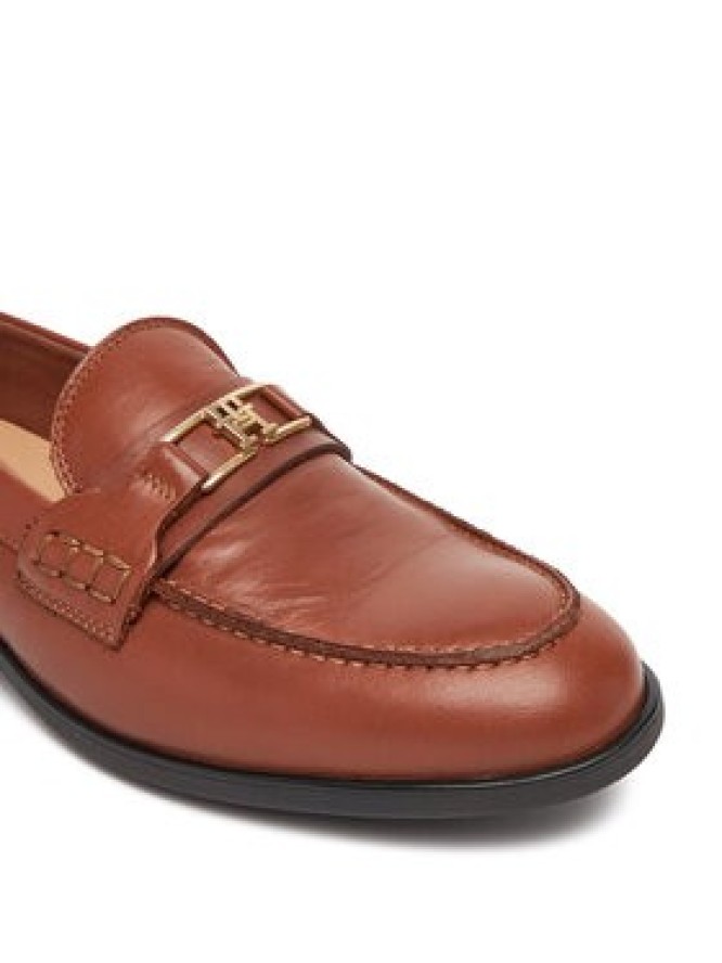 Tommy Hilfiger Loafersy Th Logo Leather Loafer FW0FW08705 Brązowy