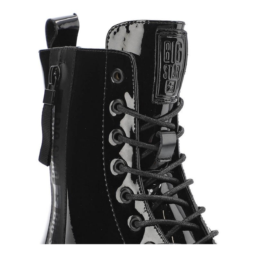 Czarne Botki Big Star Damskie Skórzane Ocieplane Obuwie