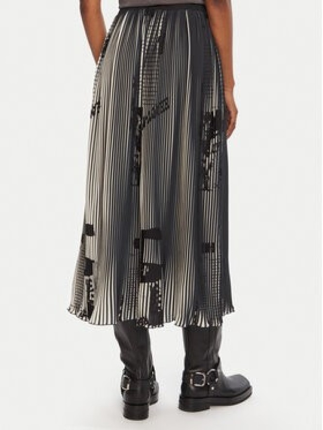 Desigual Spódnica plisowana Newspapers 25WWFW09 Czarny Regular Fit