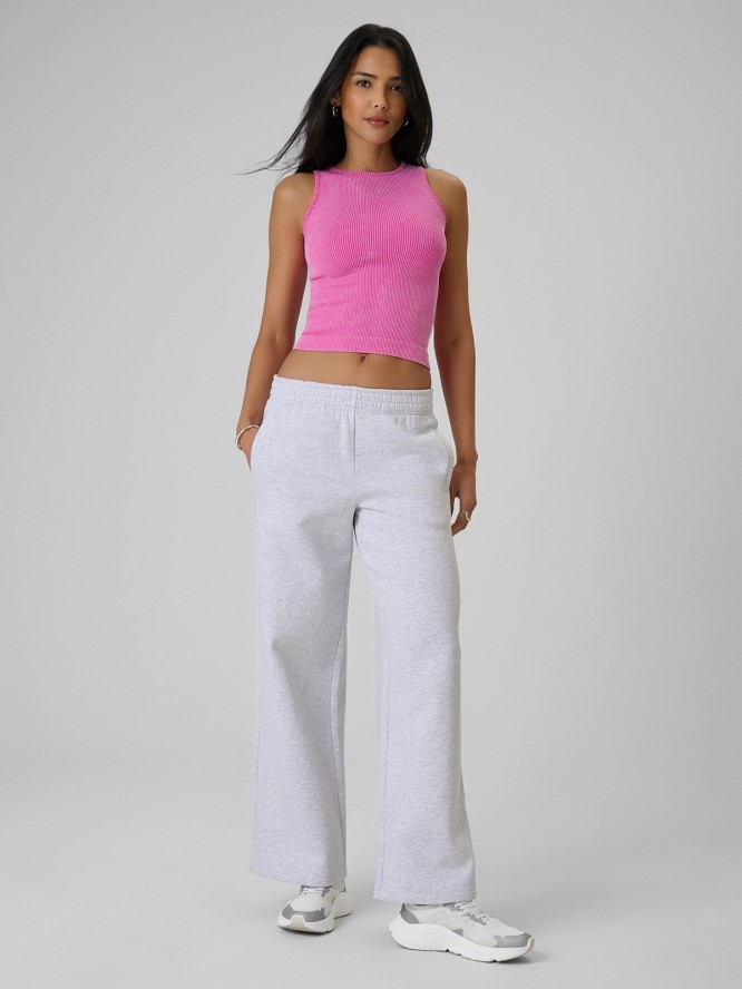 4F Top slim z prążkowanej dzianiny damski - różowy M/L