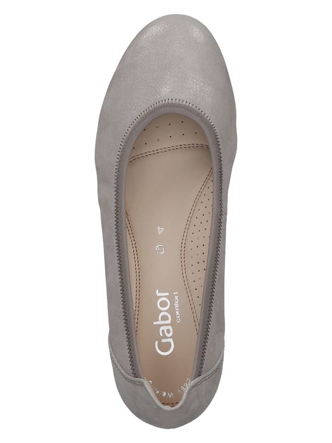 Gabor Skórzane baleriny w kolorze szarym na koturnie rozmiar: 38,5