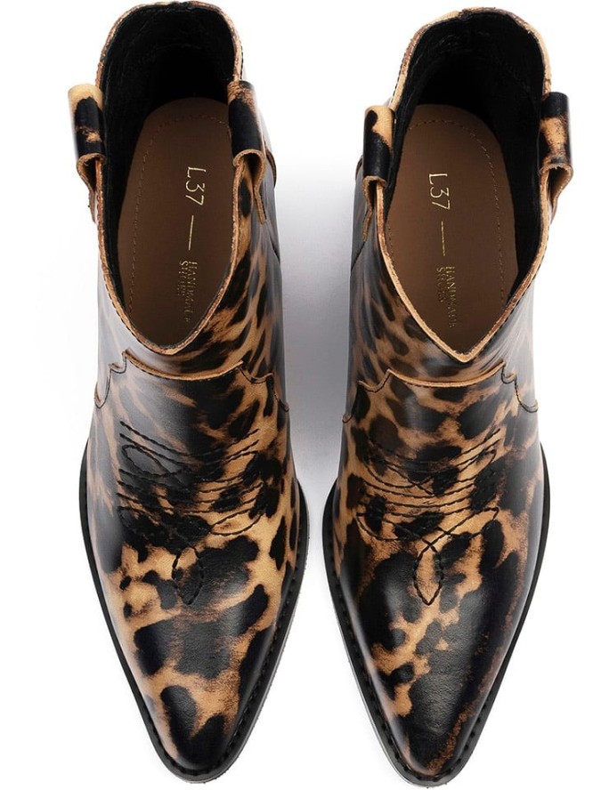 loft37 Skórzane botki w kolorze jasnobrązowo-czarnym rozmiar: 36